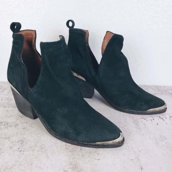 Jeffrey Campbell Cromwell Western Cutout Ankle Booties Black Leather sz 7.5 Boho - Picture 14 of 16